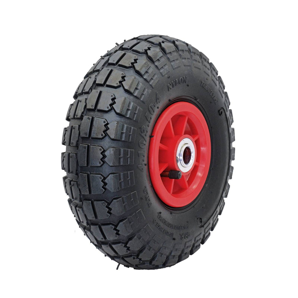 Easyroll 3.50x4'' Pneumatic Black Rubber Nylon Wheel  3/4" Bearing 120kg