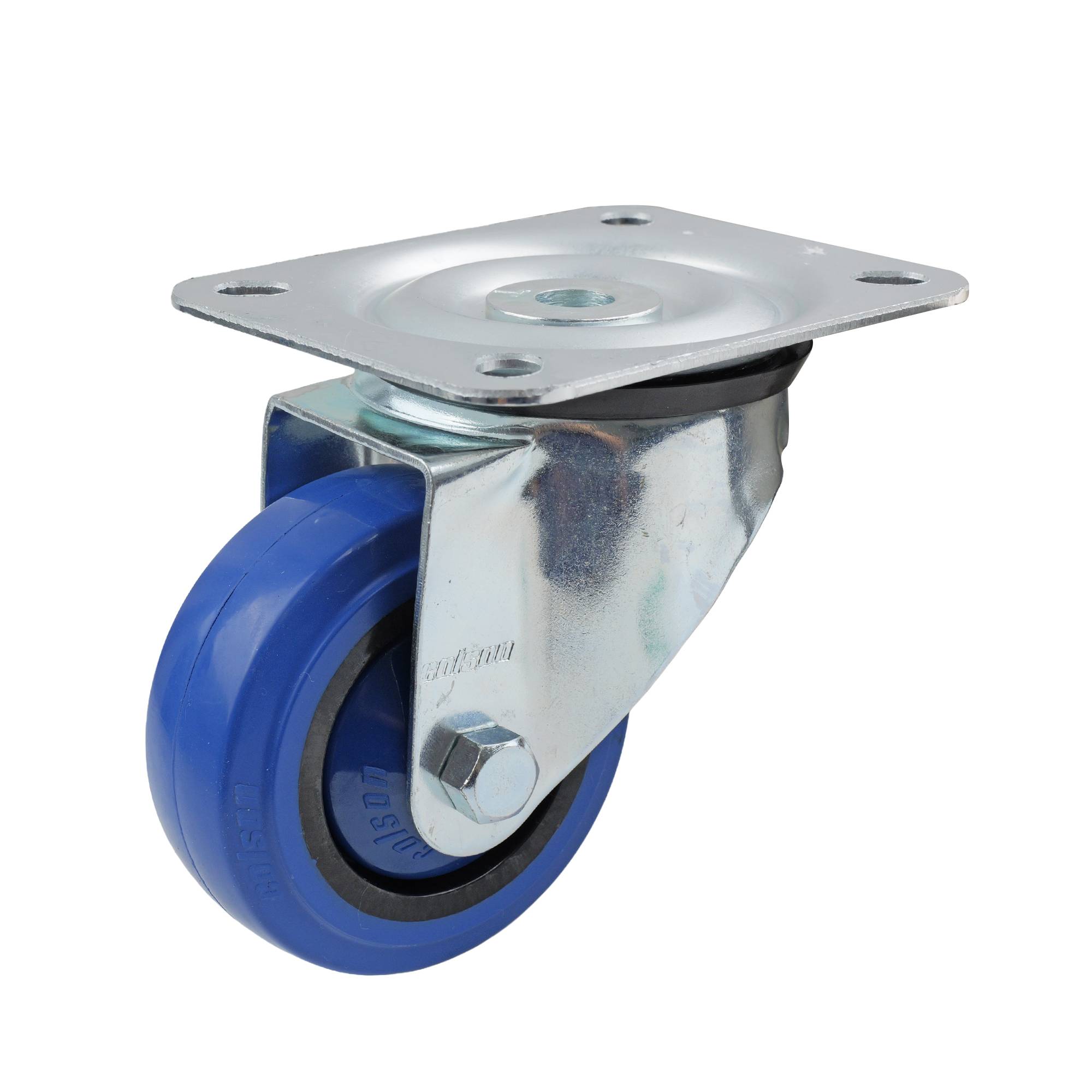 Colson 80mm Blue Rubber Swivel Plate I6 Series Castor 90kg – EHI.com.au